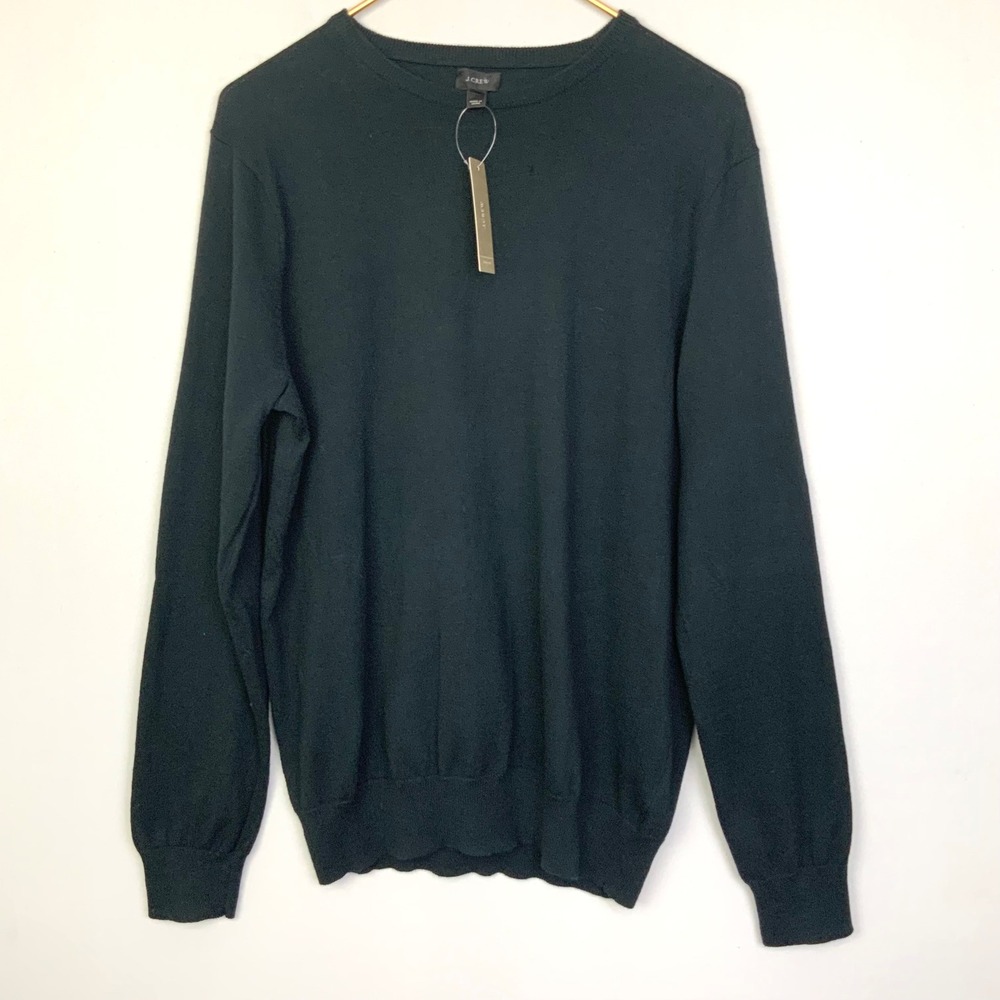 NWT J. Crew Mens Sz Medium Black Cashmere Cotton Crewneck Lightweight Sweater